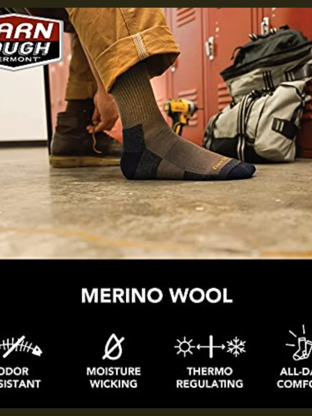 Men's Merino Wool Over-the-Calf Athletic Work Socks Cushion Lightweight